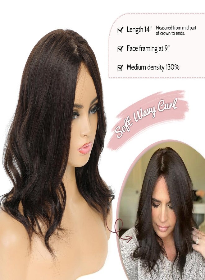 PANEWAY Hair Toppers for Women Real Human Hair Remy Hairpiece with Silk Base 14Inch Large Base Hand-Tied Human Hair Topper Thickening Piece for Daily Wear & Styling - Image 4